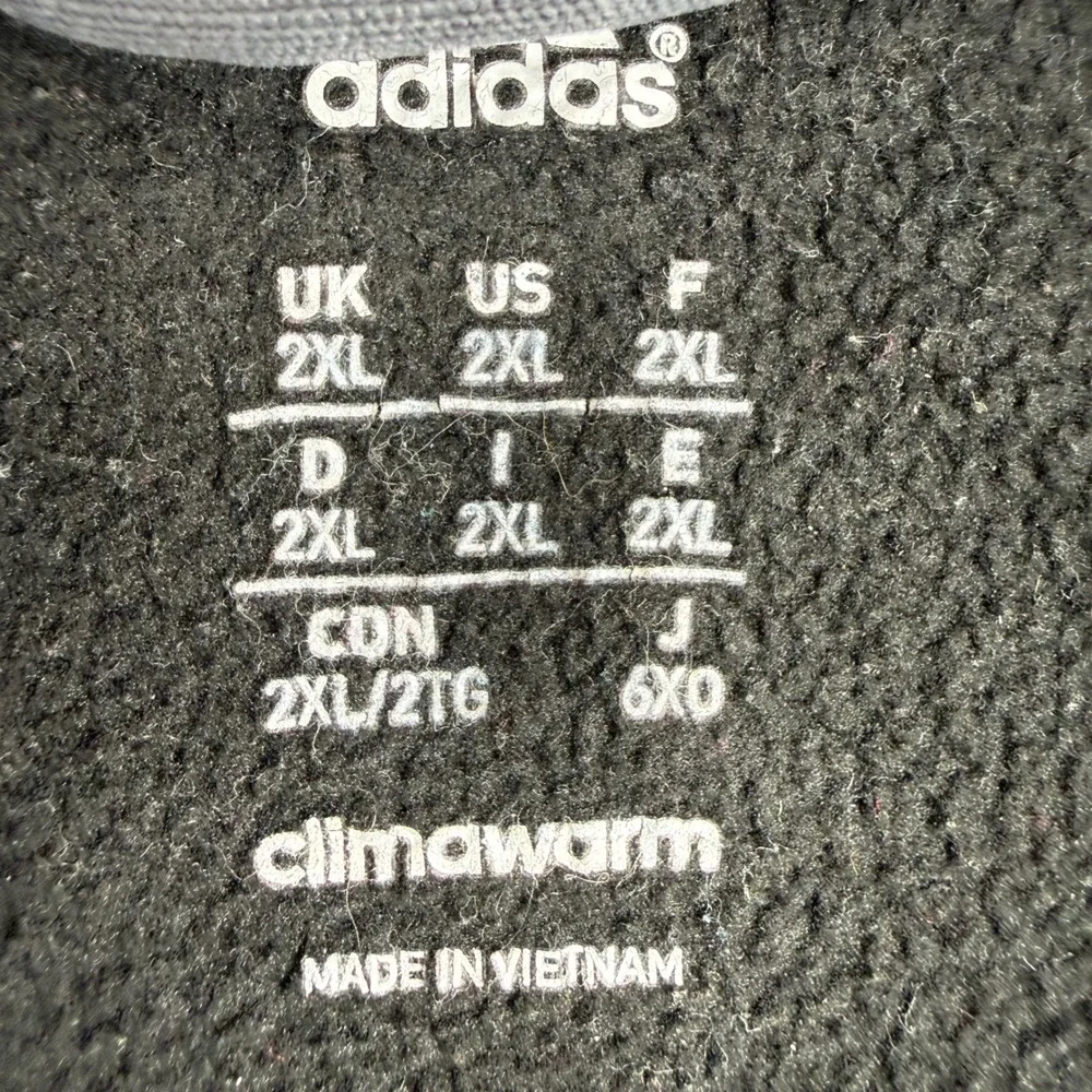 Adidas Mens 2XL Climawarm Hoodie Black Grey Raglan Logo Pullover Sweatshirt